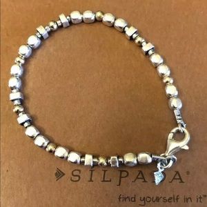 Silpada B1213 Sterling Silver 14K Gold Filled Geometric Bead Bracelet